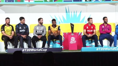 A still from the T20 World Cup press conference. (ICC) A still from the T20 World Cup press conference. (ICC)