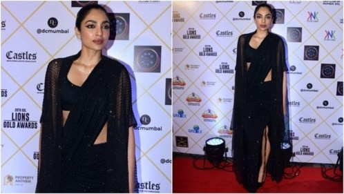 Sobhita Dhulipala walks the red carpet at Lions Gold Awards.&nbsp; (HT Photo/Varinder Chawla)