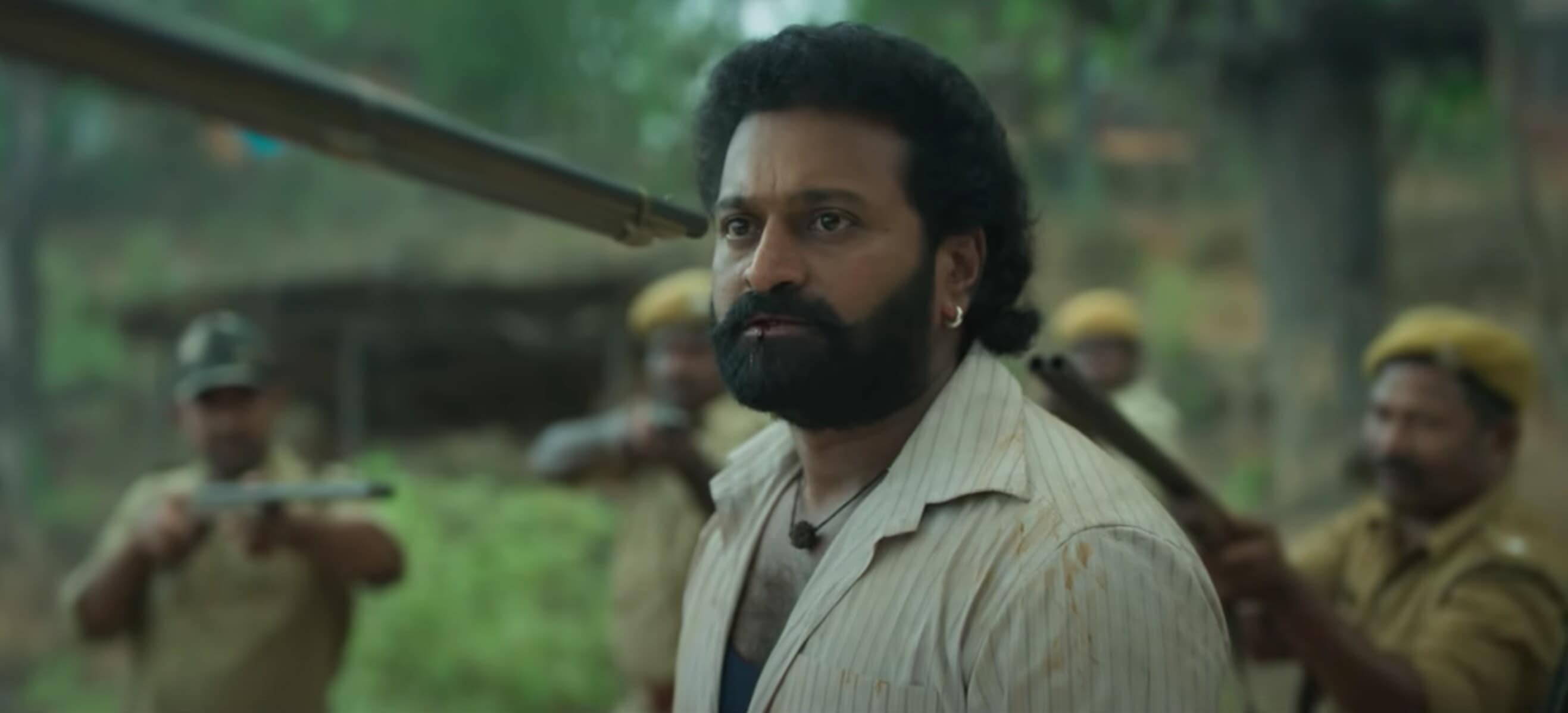 Rishab Shetty in a still from Kantara, which he also directed. Rishab Shetty in a still from Kantara, which he also directed. 
