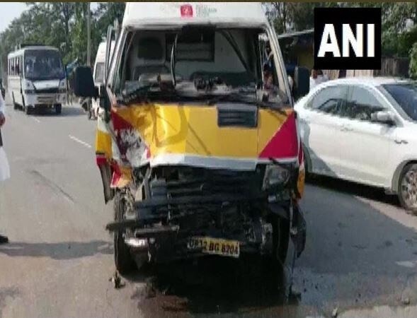 In the incident, a police vehicle and an ambulance collided. (ANI Photo)