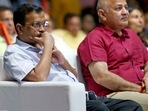 Delhi chief minister Arvind Kejriwal with Deputy CM Manish Sisodia. Delhi chief minister Arvind Kejriwal with Deputy CM Manish Sisodia.