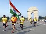 The Vedanta Delhi Half Marathon which was conducted in Delhi on Sunday, October 16 was flagged from the Jawaharlal Nehru Stadium. Chala Regasa of Ethiopia and Irine Cheptai of Kenya won the men's and women's elite races respectively.(PTI)