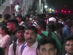 Candidates of UPSSSC PET 2022 at Sitapur Junction. (ANI Photo)