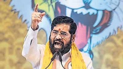 The Election Commission alloted the two swords and shield symbol for Chief Minister Eknath Shinde’s party. (Satish Bate/HT PHOTO)