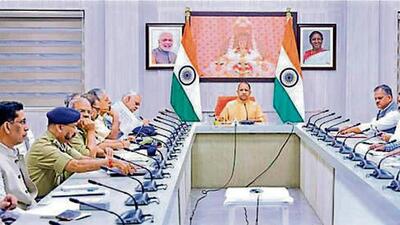 Uttar Pradesh chief minister Yogi Adityanath presiding over a meeting where he reviewed the situation ahead of Diwali. (SOURCED IMAGE) Uttar Pradesh chief minister Yogi Adityanath presiding over a meeting where he reviewed the situation ahead of Diwali. (SOURCED IMAGE)