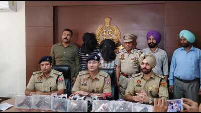 Both the arrested members were earlier booked by Punjab Police in extortion cases and vehicle snatchings, said SSP Soni. (HT photo)