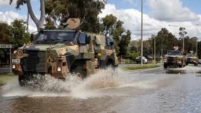Australia Floods: An Australian Defence Force Bushmaster navigates floodwaters as the state of Victoria faces an ongoing flood crisis. (Reuters)