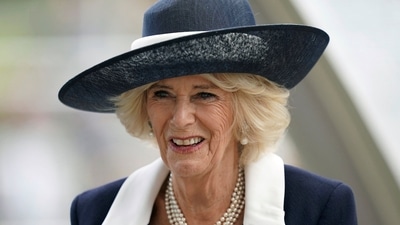 Queen Consort Camilla: Britain's Camilla, the Queen Consort attends the British Champions Day at Ascot Racecourse, in Berkshire, England. (AP)