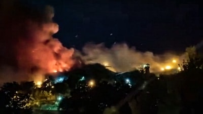 Iran Evin Prison Fire: Flames and thick smoke rising from the Evin prison, in the northwest of the Iranian capital Tehran. (AFP)
