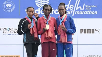 The fastest Indian man and woman received rupees 3.5 lakhs each at the Delhi Half Marathon. Prize money of USD 268,000 was announced for the World Athletics Elite Label Road Race. (AFP) The fastest Indian man and woman received rupees 3.5 lakhs each at the Delhi Half Marathon. Prize money of USD 268,000 was announced for the World Athletics Elite Label Road Race. (AFP)
