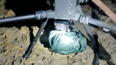 The drone is approx 12kg in weight. A consignment was also recovered. (ANI)