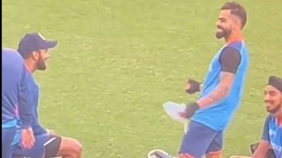 Virat Kohli shows off his dance moves Virat Kohli shows off his dance moves