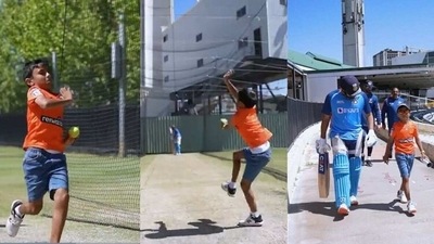 Rohit Sharma meets a young fan in Australia Rohit Sharma meets a young fan in Australia
