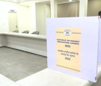 Ballot boxes at the AICC headquarters (ANI)