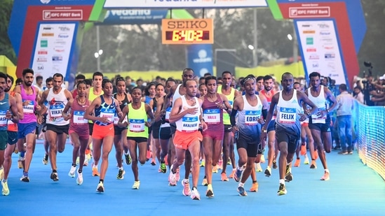 "The Delhi Half Marathon is something we look forward to every year in our family and in my neighbourhood. There are so many of us runners who have been running together for many years now. It has become so joyful, so enjoyable and it brings so much enthusiasm toeach one of us," Bhushan, 39, who has been an active participant in the Delhi Half Marathon since its inception back in 2005 said.(AFP)