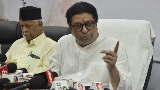 MNS chief Raj Thackeray addresses a press conference.(HT file)