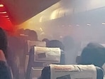 Smoke emanates from SpiceJet Q400 aircraft VT-SQB operating from Goa to Hyderabad. (ANI) Smoke emanates from SpiceJet Q400 aircraft VT-SQB operating from Goa to Hyderabad. (ANI)
