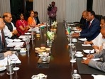 Rajnath Singh meets African counterparts ahead of India-Africa Defence Dialogue Rajnath Singh meets African counterparts ahead of India-Africa Defence Dialogue