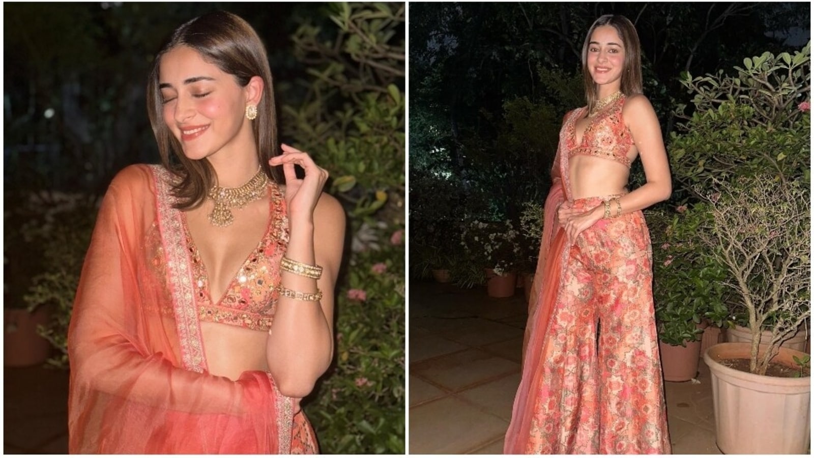 Ananya Panday’s printed bustier and palazzo is THE outfit for Diwali celebrations, it costs ₹55k: All pics here