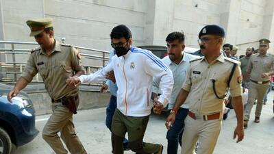 Shrikant Tyagi and his three associates were arrested by Noida Police on August 9 (HT Photo/Sunil Ghosh) Shrikant Tyagi and his three associates were arrested by Noida Police on August 9 (HT Photo/Sunil Ghosh)