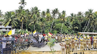 The strike of fishermen against an upcoming Vizhinjam terminal being developed by Adani group intensified on Monday. (ANI) The strike of fishermen against an upcoming Vizhinjam terminal being developed by Adani group intensified on Monday. (ANI)