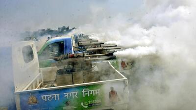 A fogging vehicle in Patna on Sunday. (Santosh Kumar/ HT Photo) A fogging vehicle in Patna on Sunday. (Santosh Kumar/ HT Photo)