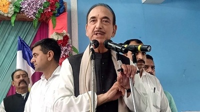 Democratic Azad Party (DAP) Chairman Ghulam Nabi Azad addresses the delegates meeting, in Kathua, October 16. (ANI Photo) Democratic Azad Party (DAP) Chairman Ghulam Nabi Azad addresses the delegates meeting, in Kathua, October 16. (ANI Photo)