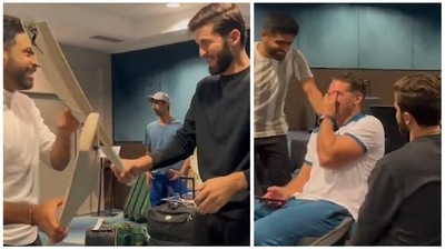 Shaheen Shah Afridi and Fakhar Zaman were reunited with Pakistan's T20 World Cup squad in Brisbane (Pakistan Cricket Twitter ) Shaheen Shah Afridi and Fakhar Zaman were reunited with Pakistan's T20 World Cup squad in Brisbane (Pakistan Cricket Twitter )