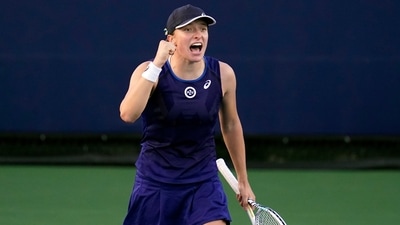 Iga Swiatek of Poland reacts after defeating Donna Vekic of Croatia to win the San Diego Open tennis tournament (AP) Iga Swiatek of Poland reacts after defeating Donna Vekic of Croatia to win the San Diego Open tennis tournament (AP)