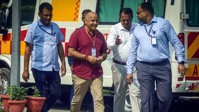 New Delhi, India - Oct. 17, 2022: Delhi Deputy Chief Minister and Aam Admi Party (AAP) leader Manish Sisodia arrives at the CBI headquarters for questioning in the excise policy case, in New Delhi, India, on Monday, October 17, 2022. (Photo by Raj K Raj/ Hindustan Times) (Hindustan Times) New Delhi, India - Oct. 17, 2022: Delhi Deputy Chief Minister and Aam Admi Party (AAP) leader Manish Sisodia arrives at the CBI headquarters for questioning in the excise policy case, in New Delhi, India, on Monday, October 17, 2022. (Photo by Raj K Raj/ Hindustan Times) (Hindustan Times)