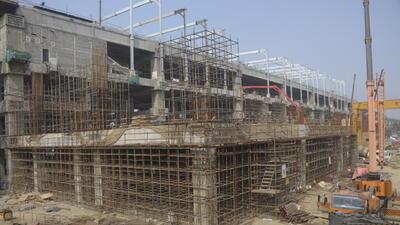 Ghaziabad, India - October 17, 2022: Construction work underway for a Rapid Rail station on Delhi-Meerut road, in Ghaziabad, India, on Monday, October 17, 2022. (Photo by Sakib Ali /Hindustan Times) Ghaziabad, India - October 17, 2022: Construction work underway for a Rapid Rail station on Delhi-Meerut road, in Ghaziabad, India, on Monday, October 17, 2022. (Photo by Sakib Ali /Hindustan Times)