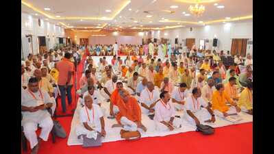 National executive meeting of RSS under way at Gauhania in Prayagraj on Monday. (HT photo) National executive meeting of RSS under way at Gauhania in Prayagraj on Monday. (HT photo)