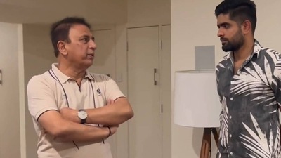 Sunil Gavaskar with Pakistan captain Babar Azam Sunil Gavaskar with Pakistan captain Babar Azam