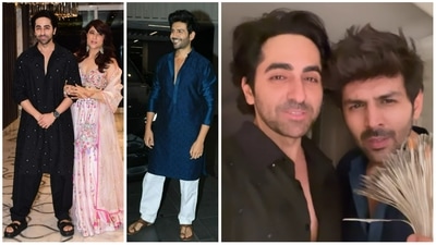 Ayushmann Khurrana has shared a video from his Diwali bash where Kartik Aaryan won a lot of cash. Ayushmann Khurrana has shared a video from his Diwali bash where Kartik Aaryan won a lot of cash. 