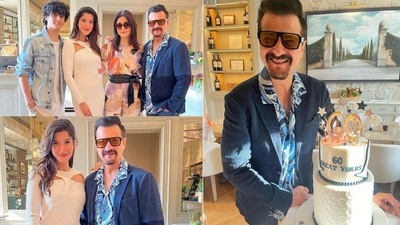 Sanjay Kapoor with Shanaya Kapoor, Jahaan Kapoor and Maheep Kapoor in Dubai.