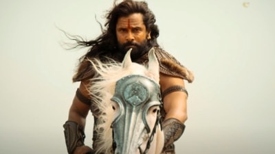 Vikram in a still from Ponniyin Selvan I. Vikram in a still from Ponniyin Selvan I. 