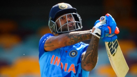 India's Suryakumar Yadav bats against from Australia in the T20 World Cup warm-up fixture. (AFP)