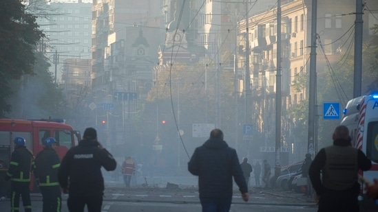 Russia-Ukraine War: A smoke rises after a drone fired on buildings in Kyiv, Ukraine.(AP)