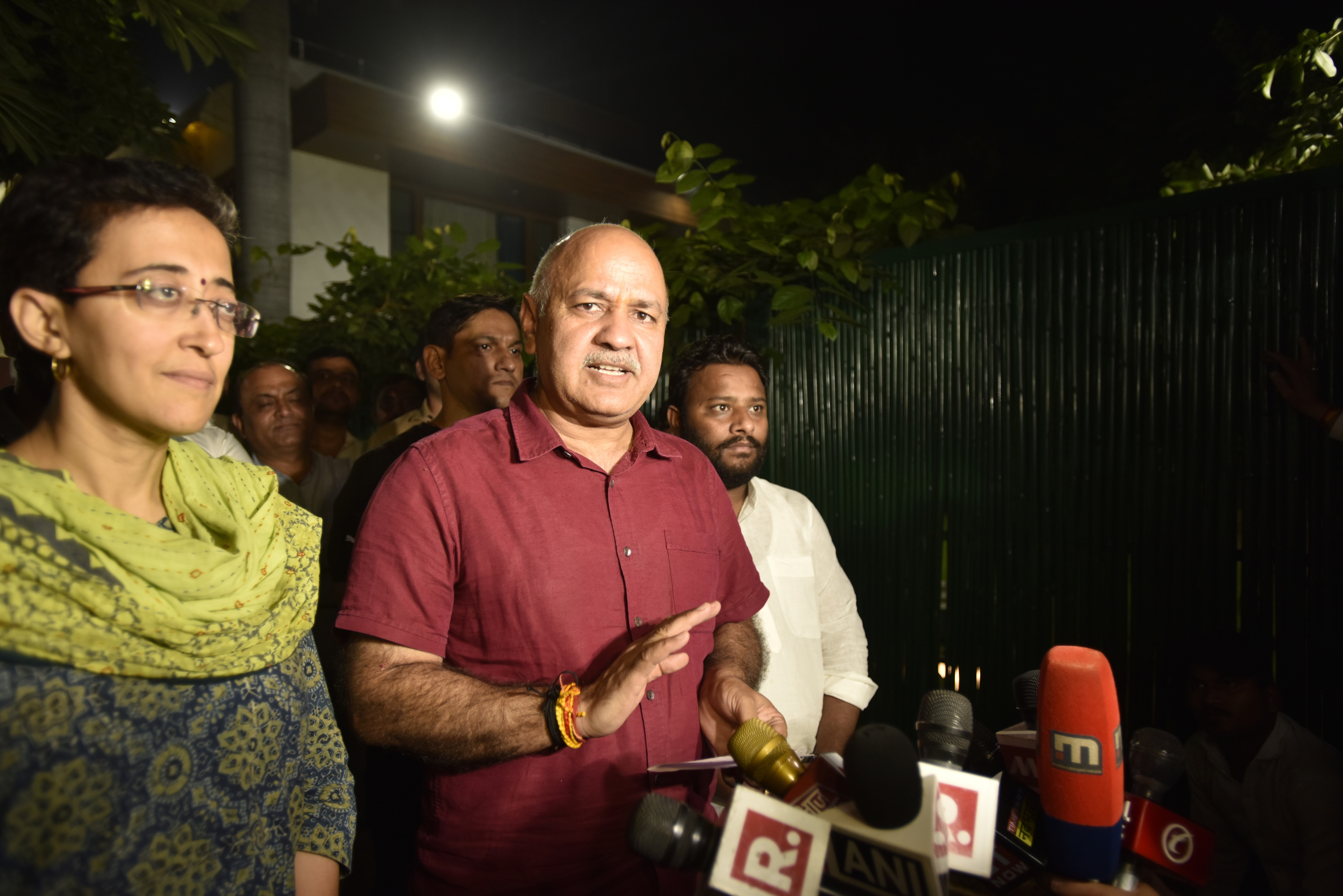 Manish Sisodia addresses the media after being questioned by the CBI in connection to the excise policy case. (Sanjeev Verma/HT Photo)