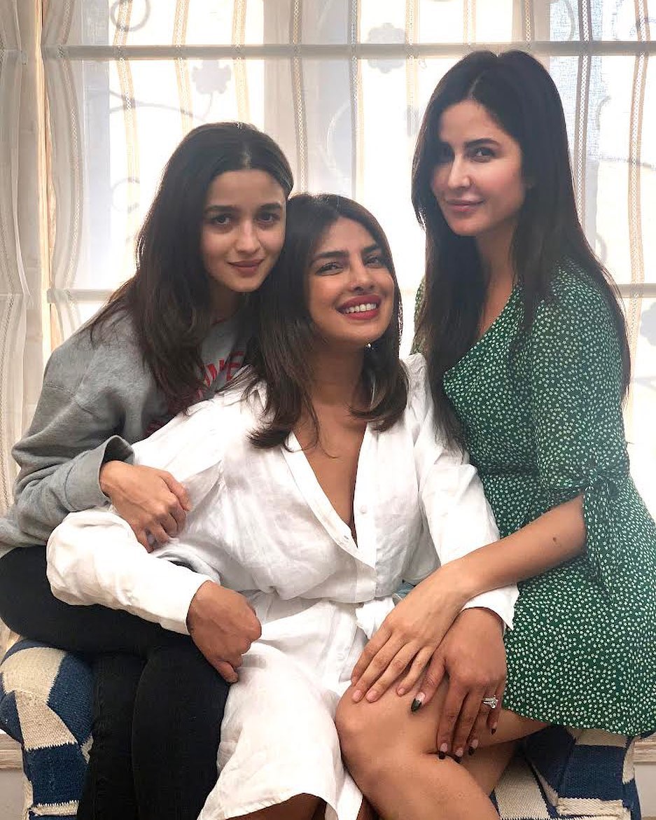 Katrina Kaif with Alia Bhatt and Priyanka Chopra in a throwback Instagram photo. Katrina Kaif with Alia Bhatt and Priyanka Chopra in a throwback Instagram photo.