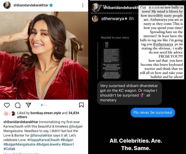 Shibani Dandekar&nbsp;shared on Instagram Stories how ‘nasty’ people were speaking about her Karwa Chauth post.