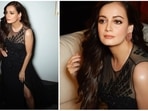 Dia Mirza recently treated her Instagram handle with a series of glamorous photos of herself in a dazzling black gown that will surely leave you spellbound.(Instagram/@diamirzaofficial)