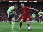&nbsp;Liverpool's Diogo Jota in action with Manchester City's Kevin De Bruyne&nbsp;