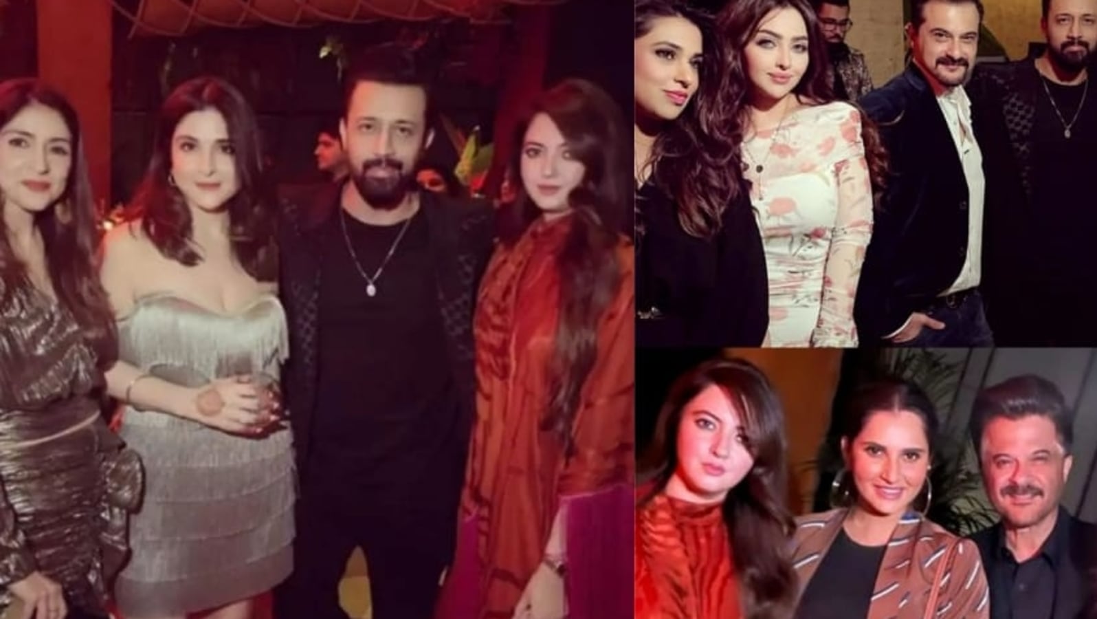 Pakistani singer Atif Aslam, wife pose with Maheep and Bhavana at Sanjays party Bollywood photo
