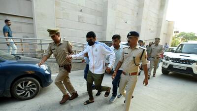 A video of Tyagi purportedly heckling and abusing a woman resident of his residential society Grand Omaxe was widely shared on social media, triggering widespread outrage. (Sunil Ghosh/ HT)