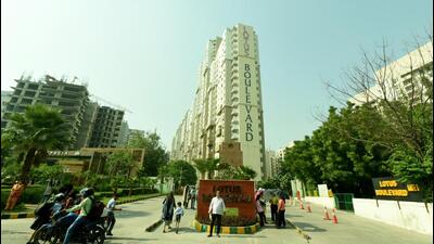 A seven-month-old infant was mauled to death by a stray dog in Lotus Boulevard society in Sector 100, Noida. (Sunil Ghosh/HT Photo)