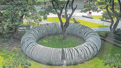Mumbai, India - August 18, 2022: Art and sculpture installations at Godrej Campus at Vikhroli. (HT Photo) (Hindustan Times) Mumbai, India - August 18, 2022: Art and sculpture installations at Godrej Campus at Vikhroli. (HT Photo) (Hindustan Times)