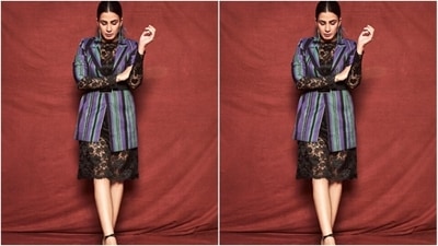 Kirti, for the midweek promotions of Four More Shots please, chose to go formal in a stunning ensemble. (Instagram/@iamkirtikulhari) Kirti, for the midweek promotions of Four More Shots please, chose to go formal in a stunning ensemble. (Instagram/@iamkirtikulhari)