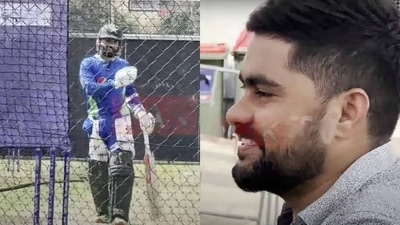 Mohammad Rizwan reacts with Indian fan Mohammad Rizwan reacts with Indian fan