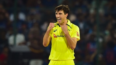 Australian bowler Pat Cummins celebrates (PTI) Australian bowler Pat Cummins celebrates (PTI)